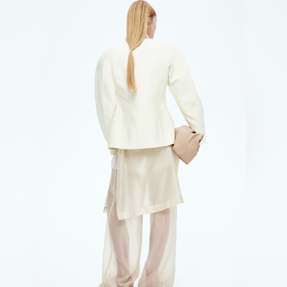 H&M collarless cream twill blazer XXL NWT